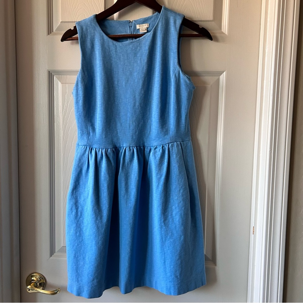 J.Crew Factory Sleeveless Cornflower Sky Blue Fit & Flare Cotton Dress, Small